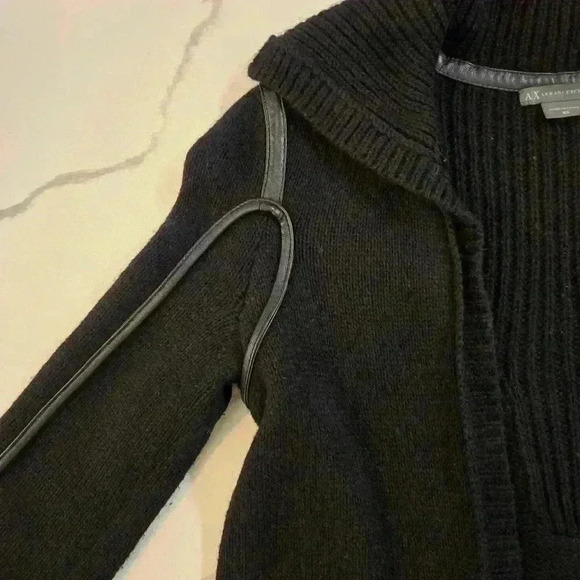 Armani Exchange Wool Alpaca Cotton Open Long Cardigan Black Womens Size XS - Picture 3 of 9